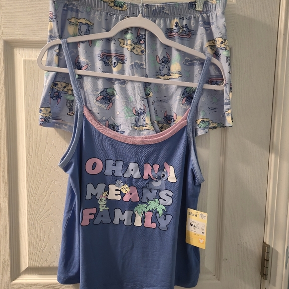 Disney Blue and Pink Stitch Pajama Set - Picture 1 of 9